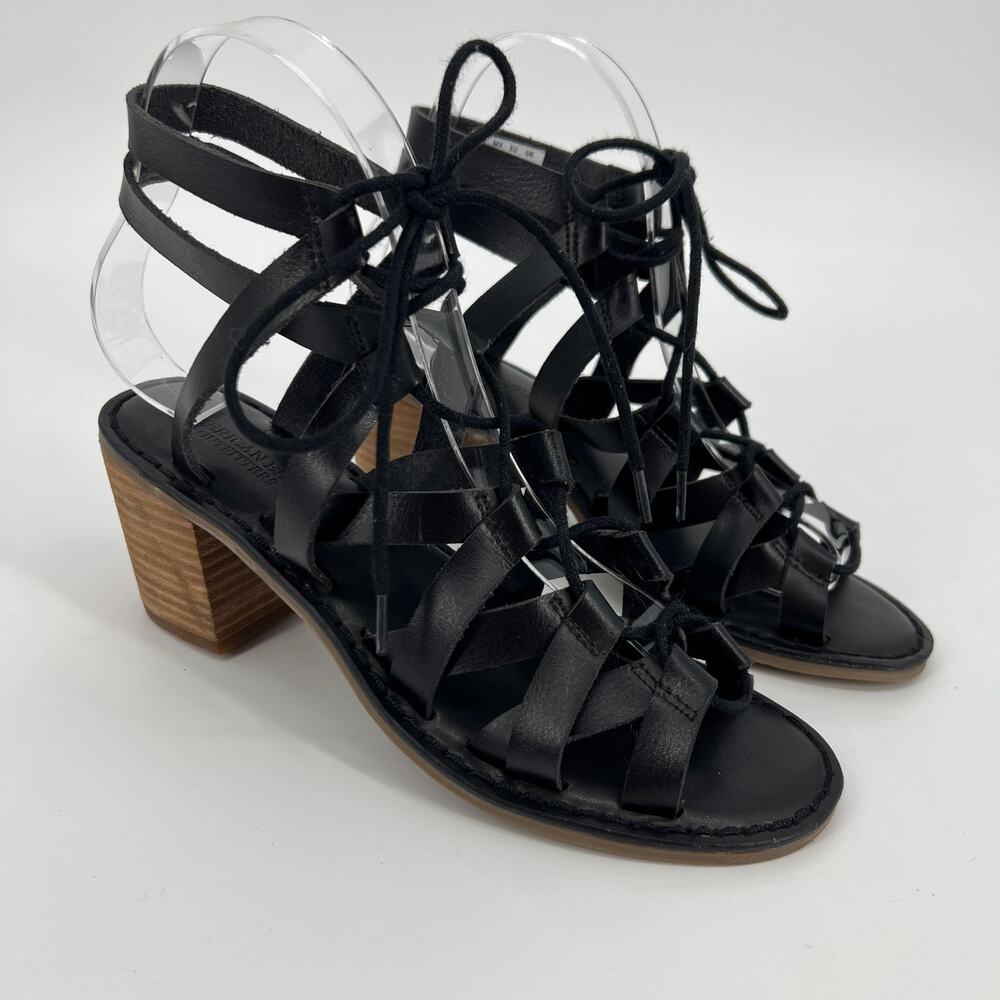 American Eagle Outfitters Sandals Womens 7 Black Vegan Leather Lace Up Gladiator